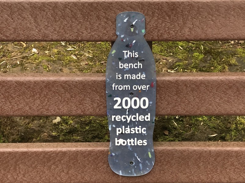 Bench made out of recycled bottles